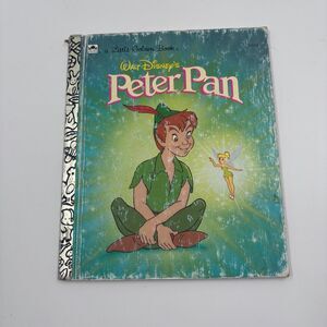 Vintage 1989 Walt Disney's Peter Pan Little Golden Book Silver Spine